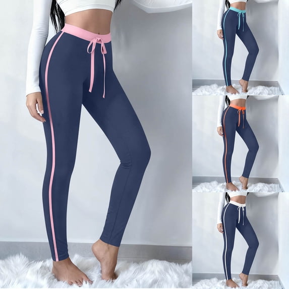 THDHVS Sweatpants Women,Joggers for Women,Solid Color Long Sleeve Joggers High Waist Drawstring Slim Fits Lounge Navy