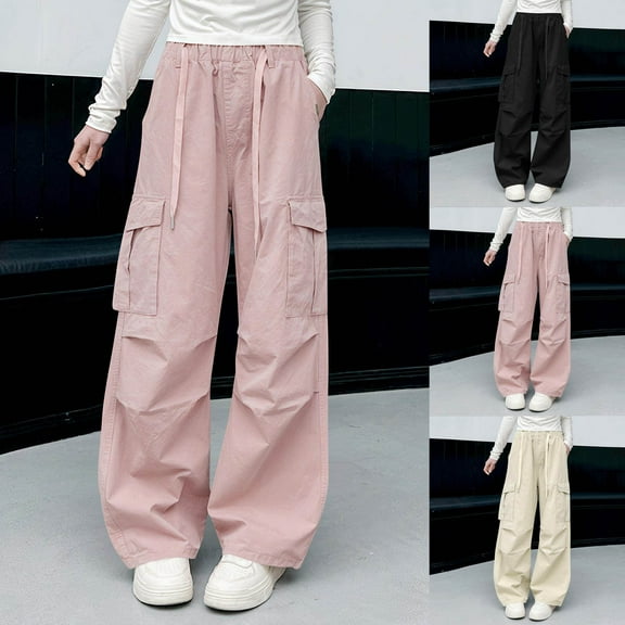 THDHVS Sweatpants for Girls,Girls Joggers,Girls Loose Adjustable Straps Pants Thin Sports Casual Comfortable Wear for Kids Black 9-10 Years