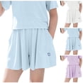 thumbnail image 1 of THDHVS Sweatpants for Girls,Girls Silky Skort Quick Dry 2 in 1 Shorts with Skirt Cover,Girls Joggers Blue 7-8 Years, 1 of 6