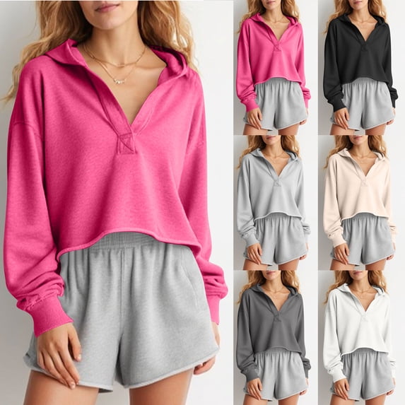 THDHVS Hoodies for Women,Womens Hoodies,Women Solid Basic Loose Hoodie Sweatshirt Long Sleeve Pocket Drop Shoulder Top Gray XL