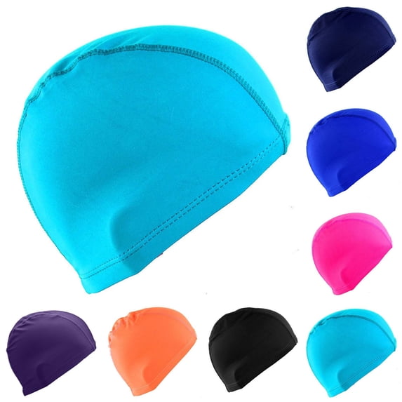 THDHVS Swim Hats for Kids,Solid Color Nylon Swim Hat Stretch Comfortable Breathable No Tight Design Swimming Cap for Older Kids,Kids Hat Navy 8-18 Years