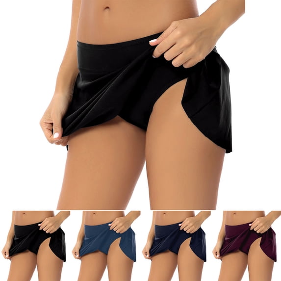 THDHVS Swim Shorts Women,Swim Bottoms for Women,Solid Color Swim Skirt Casual Fashion for Poolside Navy
