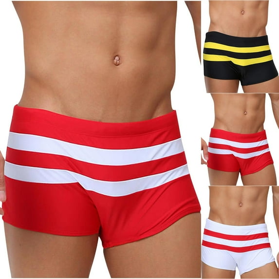 THDHVS Swimming Trunks for Men,Swim Shorts Men,Low Rise Solid Color Swim Briefs Fast Dry Back Zipper Pocket Drawstring Red