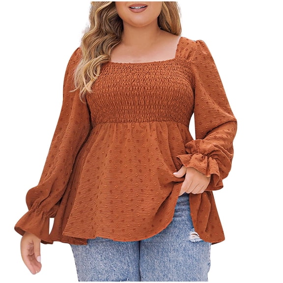 THDHVS T Shirts for Women,Plus Size Flutter Sleeve Top Solid Color Flattering Fits with Romantic Sleeve Details,Womens Summer Tops