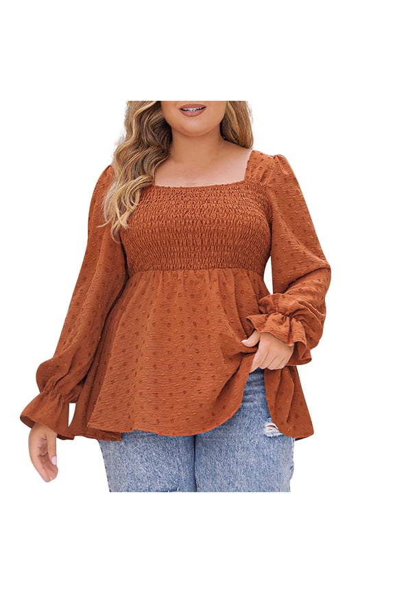T Shirts for Women,Plus Size Flutter Sleeve Top Solid Color Flattering Fits with Romantic Sleeve Details,Womens Summer Tops