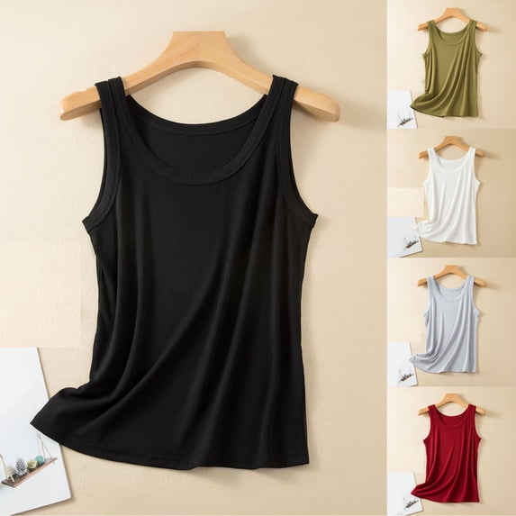 THDHVS Tank Top for Women,Womens Undershirts,Women Solid Color Sleeveless Tank Top Thin Loose Fits for Loungewear or Layering