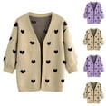 thumbnail image 1 of THDHVS Girls Cardigan,Girls Sweaters,Girl's Knit Cardigan Long Sleeve Winter Heart Button Up Sweater Coat for Kids Girl Khaki 5-6 Years, 1 of 5