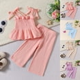 thumbnail image 1 of THDHVS Toddler Girl Clothes Fashion Suspender Solid Colour Square Neck Set Casual Camisole Straight-leg Pants Outfits Beige 6-12 Months, 1 of 8