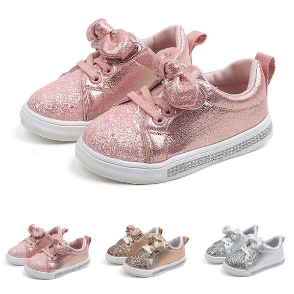 THDHVS Toddler Girl Sneakers,Shoes for Girls,Kid's Rhinestone Sequin Board Shoes for Casual Wear Comfortable and Breathable Soft Soled Shoes with Adhesive Pink 15-18 Months