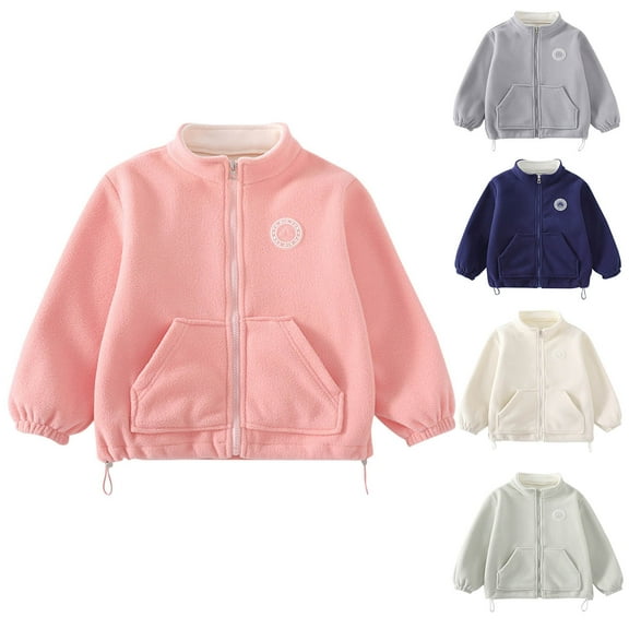 THDHVS Toddler Jacket,Boys' and Girls' Fleece Jacket with Lining Thickened and Lined Warm with Fleece Lining Casual Stylish Top Pink