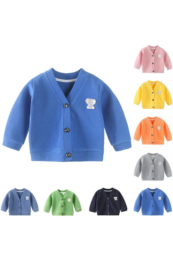 Toddler Jacket,Winter Jackets for Girls,Kid's Long-Sleeve Sweater Knitted Sweater Blue 1-2 Years