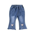 thumbnail image 1 of THDHVS Toddler Jeans,Girls Bow Beaded Flare Jeans Wide Leg Stretchy Casual,Jeans for Girls Hot Pink 2-3 Years, 1 of 3