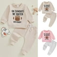 thumbnail image 1 of THDHVS Toddler Outfits for Girls,Newborn Boy Outfits,Kid's Football Hoodie and Pants Two-piece Set Long Sleeve Round Neck Top/shirt Set Pink 3-6 Months, 1 of 3