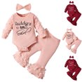 thumbnail image 1 of THDHVS Toddler Outfits for Girls,Newborn Girl Clothes,Fashion Girls' Casual Long Sleeve Round Neck Collar Botton Solid Long Pants Sets Pink 9-12 Months, 1 of 7
