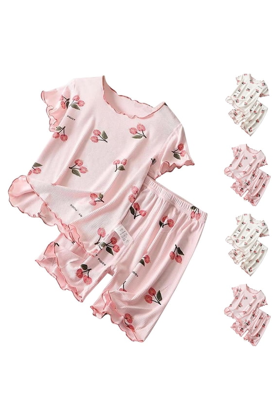 Toddler Outfits for Girls Cute Printed Casual Suit Summer Outfits for Little Kids Girls Pink 5-6 Years