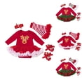 thumbnail image 1 of THDHVS Toddler Outfits for Girls,Newborn Girl Clothes,Newborn Toddler Girls Christmas Romper Dress Outfit Headband Leg Warmer Shoes Green 3-6 Months, 1 of 4