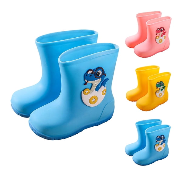 THDHVS Toddler Rain Boots,Kid's Rain Boots with Print for Boys and Slip and Waterproof for Toddlers Rain Boots for Kid Outdoor Home Rubber Shoes Blue