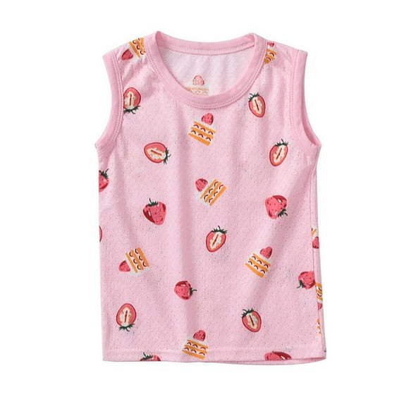 THDHVS Toddler Shirts, Baby Girl Clothes, Womens Tank Tops Summer Cute Print T Shirts Sleeveless Casual Loose Blouses Pink 2-3 Years