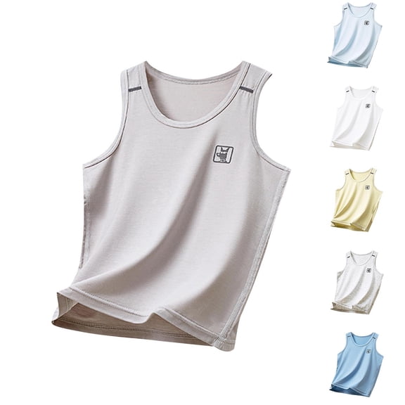 THDHVS Toddler Shirts, Tank Tops Boys Undershirts Kids Cotton Undershirts Tees Sleeveless Tank Tops Shirts for Kids Youth Blue 2-3 Years