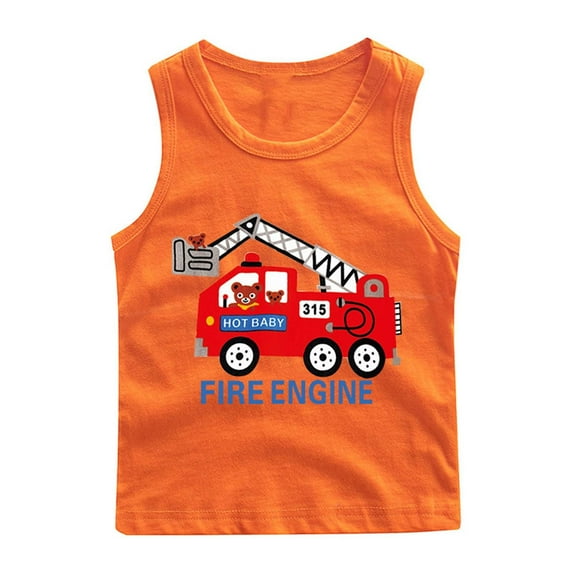 THDHVS Toddler Shirts, Tops for Teens, Fashionable Children's Summer Round Neck Base Shirt Boys' Sleeveless Top Orange 11-12 Years