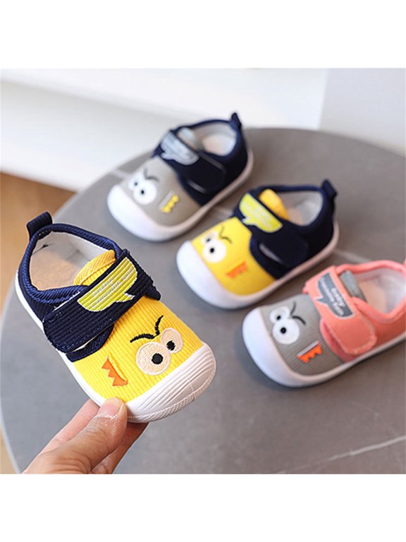 Toddler Shoes,Toddler Sneakers,Squeaker Sound Shoes for Toddler with Flexible Sole and Funny Print Pre-Walker Booties with Entertaining Features for Early Development Gray 15-18 Months