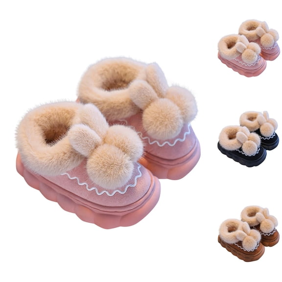 THDHVS Toddler Slippers,Slippers for Girls,Kids Closed-Back Slippers with Plush Interior and Slip-Resistant Outsole Providing Warmth and Safety At Home Black 2-4 Years