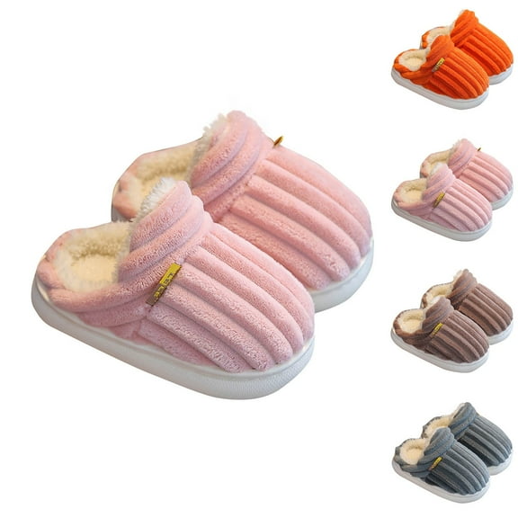 THDHVS Toddler Slippers,Slippers for Girls,Kids Plush Slippers with A Non-Slip TPR Sole and A Soft Furry Interior for Safe Indoor Wear Cozy House Shoes Good for Family Matching Pairs Pink 4-6 Years