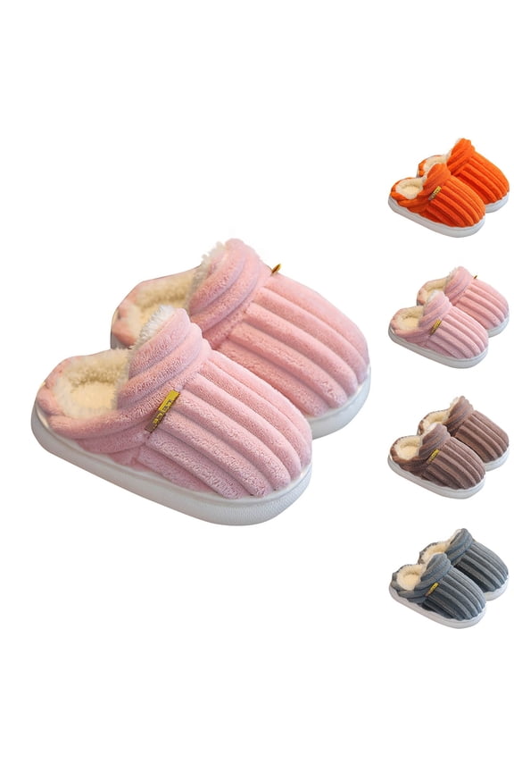 Toddler Slippers,Slippers for Girls,Kids Plush Slippers with A Non-Slip TPR Sole and A Soft Furry Interior for Safe Indoor Wear Cozy House Shoes Good for Family Matching Pairs Pink 6-8 Years