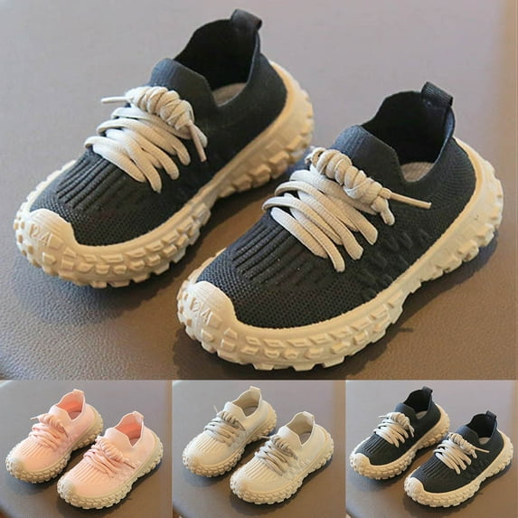 THDHVS Toddler Sneakers,Shoes for Boys,Fashion Kid's Flat Sports Shoes Outdoor Shoelaces Soft Soled Casual Shoes Black 18-24 Months