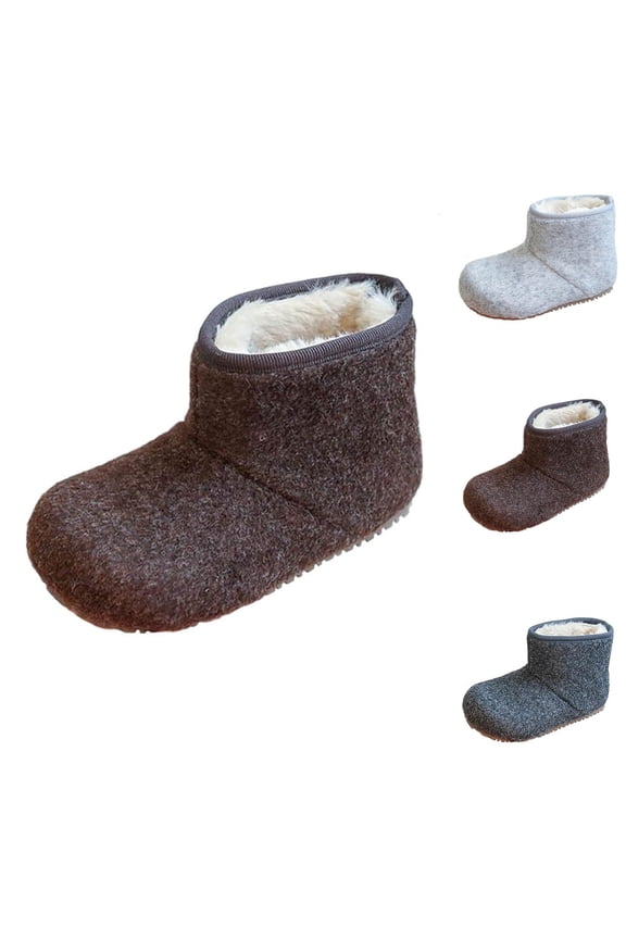 Toddler Snow Boots,Winter Boots for Boys,Kids Solid Color Felt Snow Boots with Plush Lining Enhanced Insulation and Flexible Sole for Cold Weather Protection and Outdoor Brown 9.5-10 Years