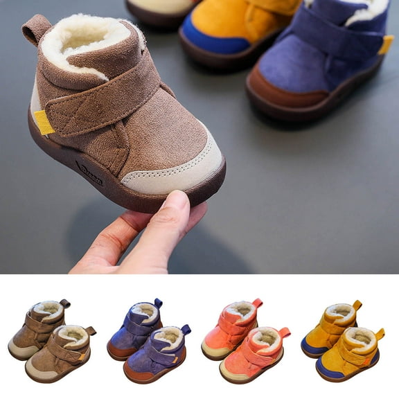 THDHVS Toddler Snow Boots,Winter Boots for Boys,Winter Toddler Snowy Boots Toddler Soft Sole Walking Thickened Big Cotton Shoes Coffee 9-12 Months