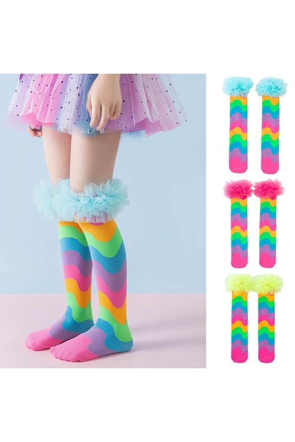 Girls Socks,Kids Knee High Socks with Colorful Pattern for Performance and Stage Wear Long Socks Make Funny Fashion Statement for Kids and Youth Hot Pink Free Size