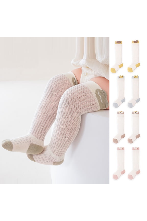 Toddler Socks,Girls Socks,Toddler Long Lightweight Solid Color with Mosquito Protection and Antiskid Soles Ideal for Learning To Walk with Double Stitched for Floor Safety Khaki 2-3 Years