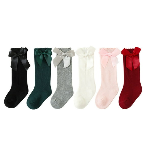 THDHVS Toddler Socks,Girls Socks,Toddler Long Socks with Decorative Bow Detail Summer Lightweight Solid Color Mosquito Protection Socks Combine Style with Functional Antiskid Green 2-3 Years