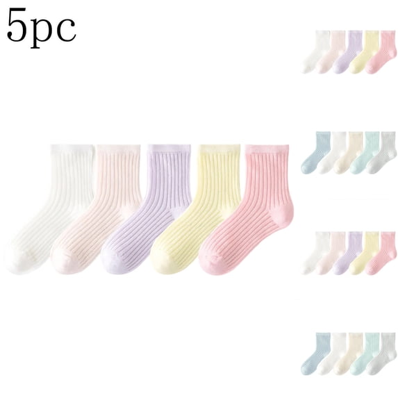 THDHVS Toddler Socks,Socks for Girls,5 Pairs Kids Mid-Crew Socks Breathable Thin Soft for Boys and Girls Daily Wear Versatile Socks for Kids and Toddlers Warm Weather Gray 1-3 Years