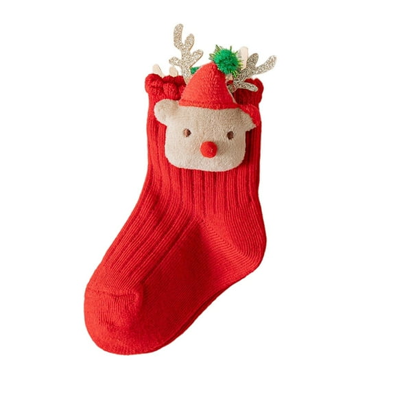 THDHVS Toddler Socks,Socks for Girls,Kids Christmas Socks Festive Red with Holiday Character Print for Girls Crew Socks for Christmas Morning and Year Celebrations Red 9-12 Years