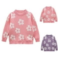 thumbnail image 1 of THDHVS Toddler Sweater,Long Sleeve Shirts for Girls,Girls' Fall and Winter Long sleeve Round Neck Top with Floral Print Inside Sweater for 1-9 Years Purple 1-2 Years, 1 of 8