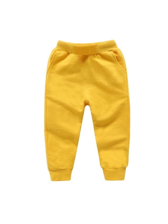 Toddler Sweatpants,Kids Cuffed Sweatpants Uniform Elastic Waist with Pockets Casual Solid Color Long Pants