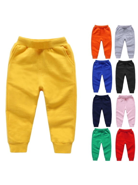 Toddler Sweatpants,Solid Lounge Sweatpants Casual Sports Outerwear for Kids,Joggers for Boys,Black 6-7 Years