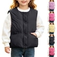 thumbnail image 1 of THDHVS Toddler Vest,Girls Solid Stand Collar Quilted Puffer Vest with Pockets Sleeveless Winter Casual Outerwear,Jackets for Girls Pink 3-4 Years, 1 of 9