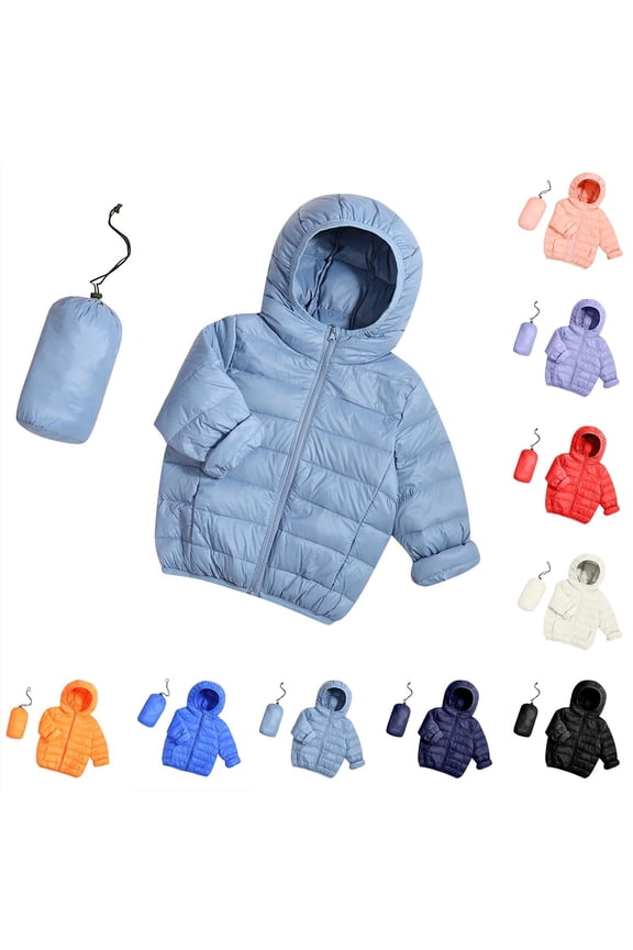 Hoodies for Boys,Girls Winter Coat,Winter Jackets for Boys Girls Lightly Insulated Packable Jacket with Stuff Sack for Easy Storage and Travel White 9-18 Months