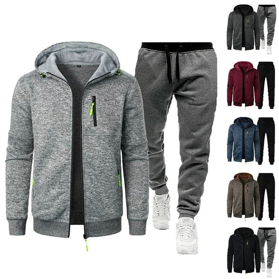 THDHVS Track Suits Mens,Sweat Suits Men,Track Suits Mens Vintage Wash Style 2 Piece Set Distressed Print Hoodie and Wash Jogger Pants Trendy Outfits for Men Fashion Streetwear Black L