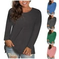 thumbnail image 1 of THDHVS Tshirts Shirts for Women,Women Solid Color Long Sleeve Plsu Size Pullover with Loose Fits for Casual Comfortable andEveryday Versatility Black XXL, 1 of 7