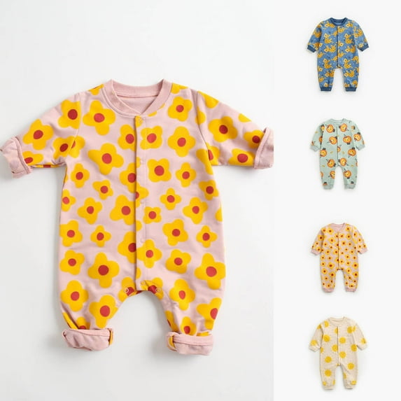 THDHVS Unisex Newborn Clothes,Newborn Girl Outfits,Toddler Print Front Zip Bodysuit Newborn Comfortable Casual Loungewear Nightwear Blue 12-18 Months
