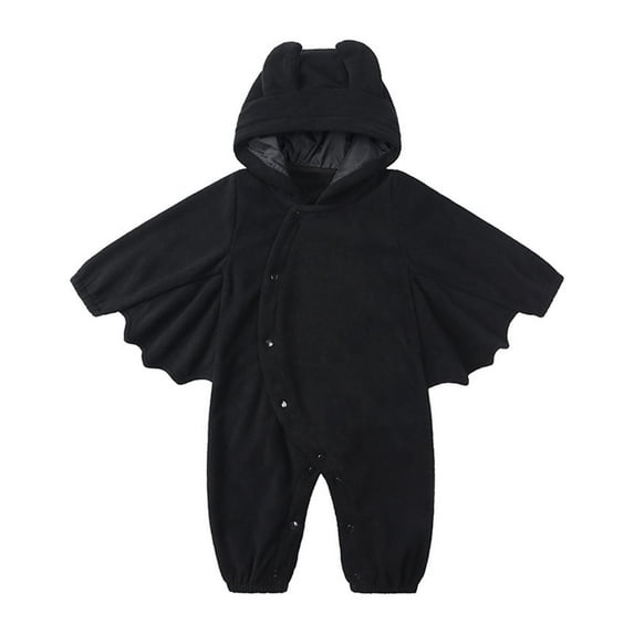 THDHVS Unisex Newborn Clothes,Toddler Outfits for Girls,Halloween Costume Solid Color Sleeve Hooded Romper for Boys Girls and Newborns Crawling Suit Soft Fleece Fabric for Infants Black 12-18 Months