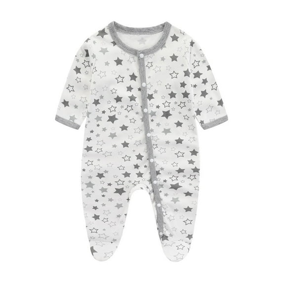 THDHVS Unisex Newborn Clothes,Toddler Outfits for Boys,Toddler Girls Boys Long Sleeve Print Color T-Shirt Round Neck Jumpsuit Romper Gray 0-6 Months