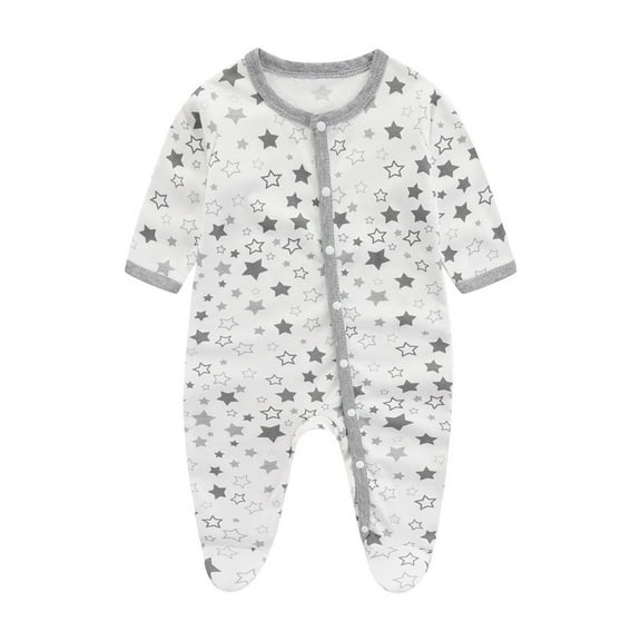 THDHVS Unisex Newborn Clothes,Toddler Outfits for Boys,Toddler Girls Boys Long Sleeve Print Color T-Shirt Round Neck Jumpsuit Romper Gray 0-6 Months