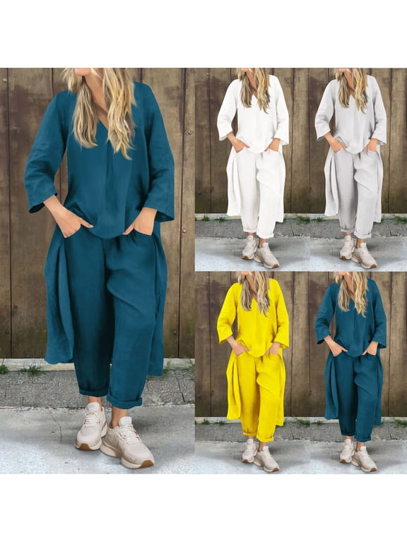 2 Piece Sets for Women,Womens Sets 2 Piece Outfits,Loose Soft 2 Piece Outfits for Womens Crewneck Shirts Pullover Gray M