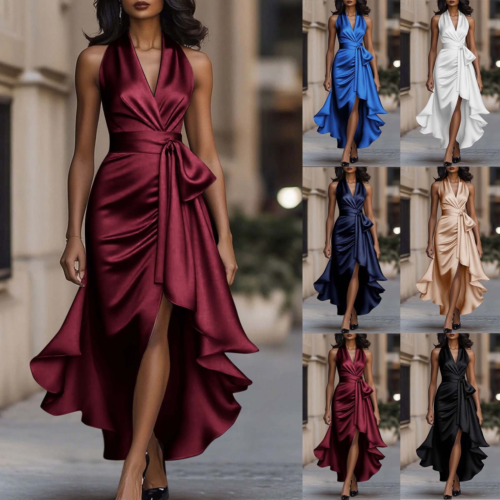 fitted classy dresses for women Formal Dresses for Women Long Sleeve V Neck Velvet Dress Asymmetric Hem Slim Fitted Elegant Cocktail Prom Dress