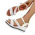 thumbnail image 1 of THDHVS Wedge Sandals for Women,Women's Sandals,Women's Fashion Shoes Spring New Beach Leisure Thick Bottom Wedge Sandals White 6.5, 1 of 6